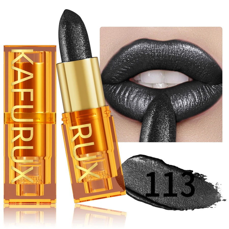 KAFURUX 16-Color Glitter Metallic Lipstick – Long-Lasting Matte