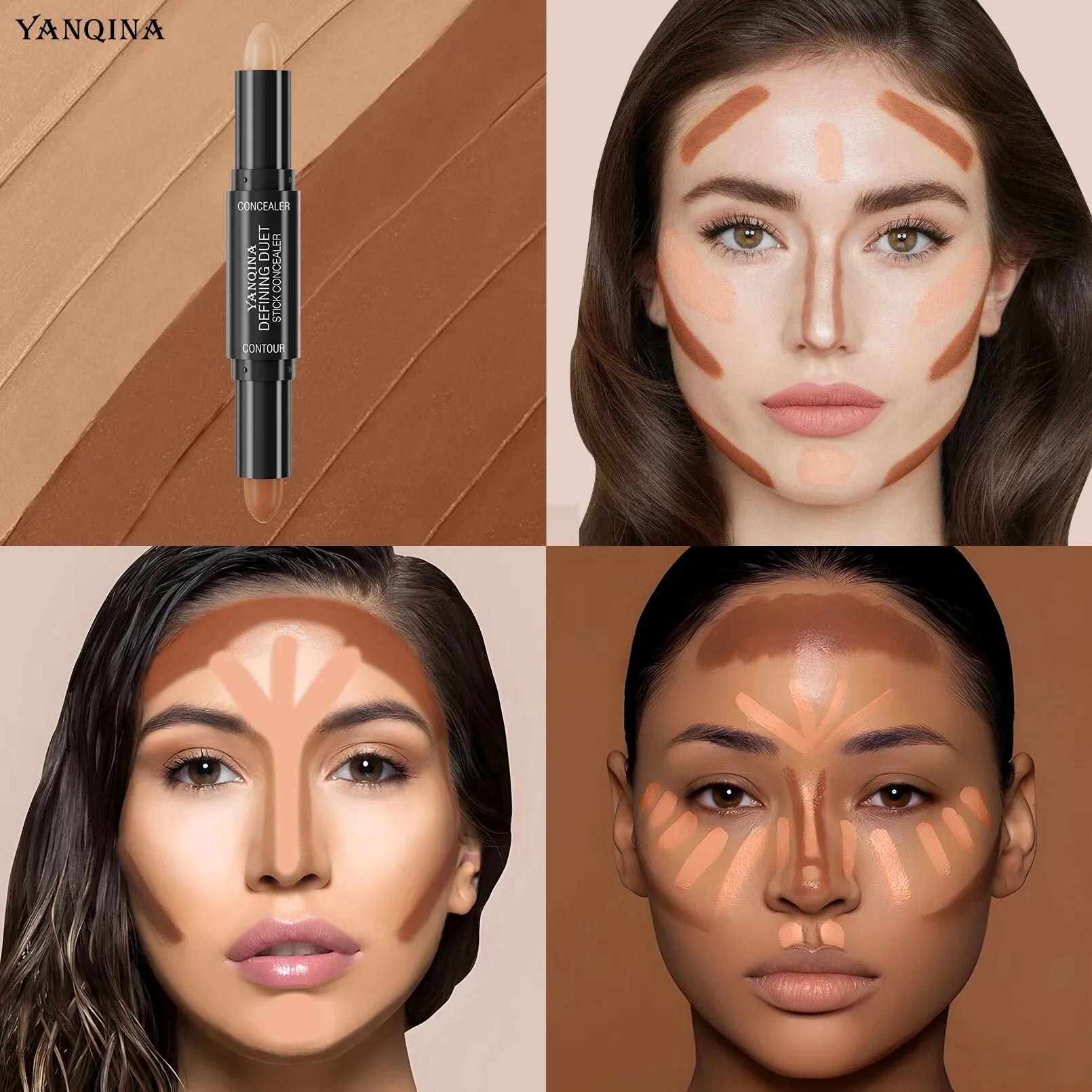 YANQINA Double-Ended Contour Stick – Highlight & Shadow Cream