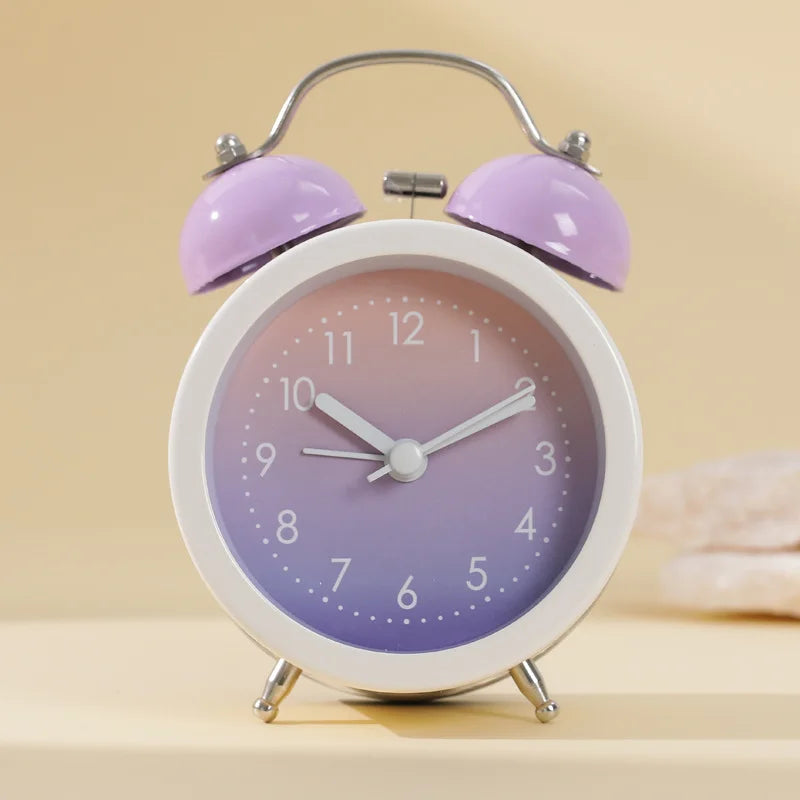 High Appearance Desktop Clock Ins for Elementary School Alarm Clock Girls Ornament Children Wake-up Tool Gradient Oasis Select purple