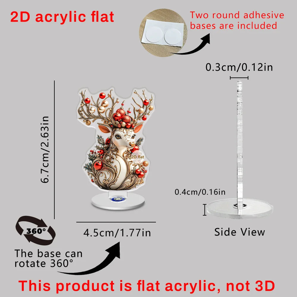 2D Acrylic Angel Figurine, 360-degree Rotatable Tabletop Ornament, Perfect For Christmas Decoration Oasis Select deer
