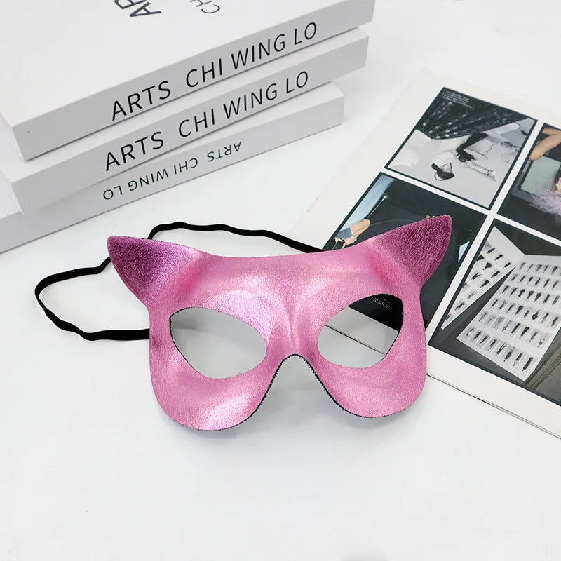 New PVC Cat Face Mask Luxury Venetian Masquerade Mask Women Sexy Fox Eye Mask For Fancy Dress Christmas Halloween Oasis Select Pink