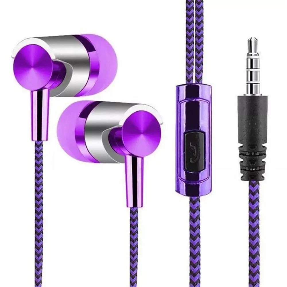 Universal In-ear Headset Braided Cord With Microphone 3.5mm Jack Bass Stereo Wired Control Sports Earphone For Smart Phone Oasis Select