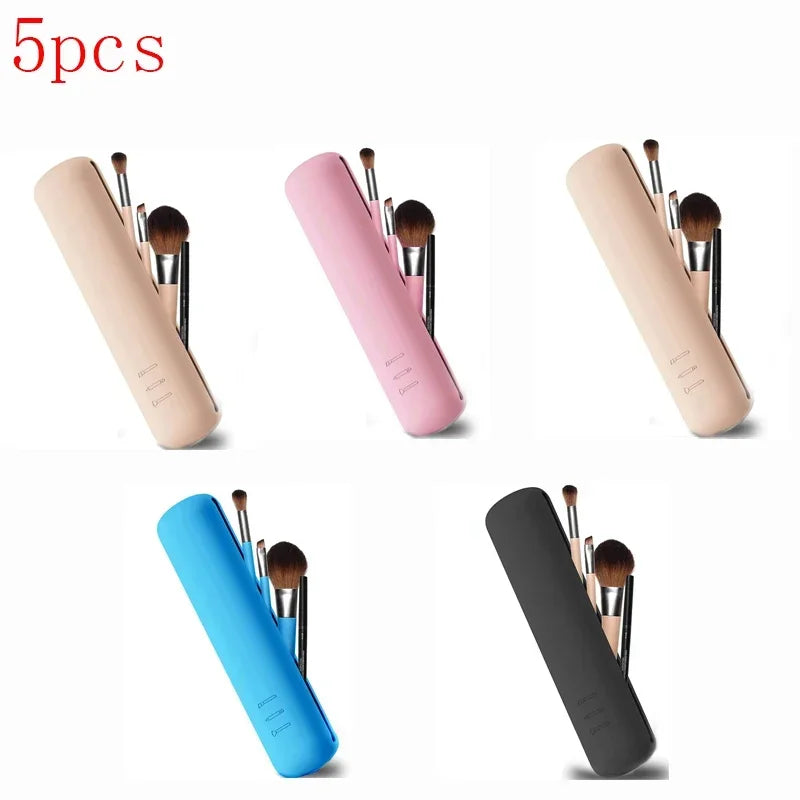 5/3/1Pcs Silicone Makeup Brush Storage Bag Waterproof Makeup Brush Travel Holder Magnetic Portable Cosmetic Bag Multipurpose Oasis Select 5pcs mix 3
