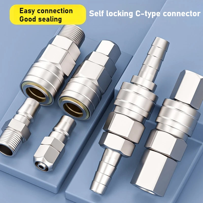 Pneumatic Fitting C Type Self-locking Quick Coupling Connector Coupler SP PP SM PM SH PH SF PF 10 20 30 40 For Air Compressor Oasis Select