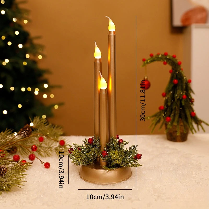 LED Electronic Candles Simulate Christmas Props Long Glossy Candles Christmas Decorative Items Oasis Select gold