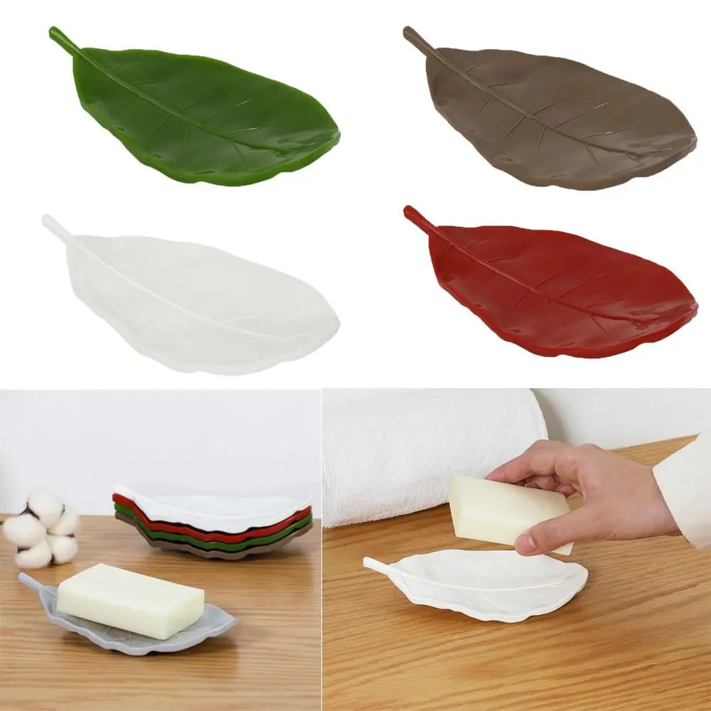 Creative Leaf Shape Soap Dish Storage Holder Stand Tray Fashion Soap Box Durable Storage Rack Bathroom Kitchen Sink Organizer Oasis Select
