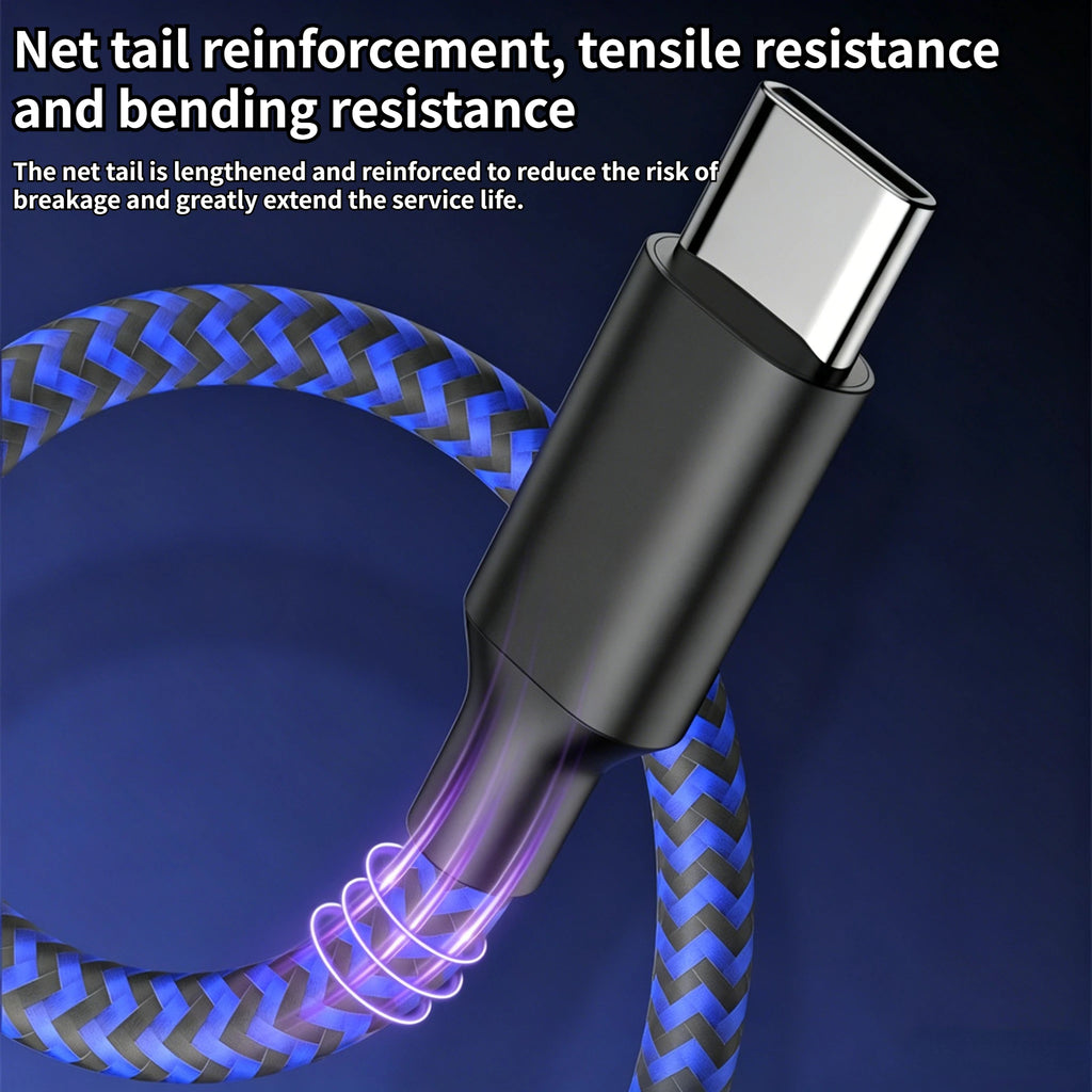 USB To Type-C Nylon Data Cable Supports 10A Ultra-Fast Charging 1m/3m Pptional Both Electrical Charging And Data Transmission Oasis Select