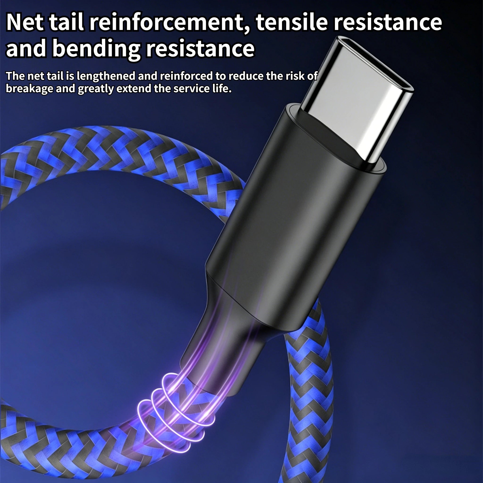 USB To Type-C Nylon Data Cable Supports 10A Ultra-Fast Charging 1m/3m Pptional Both Electrical Charging And Data Transmission Oasis Select