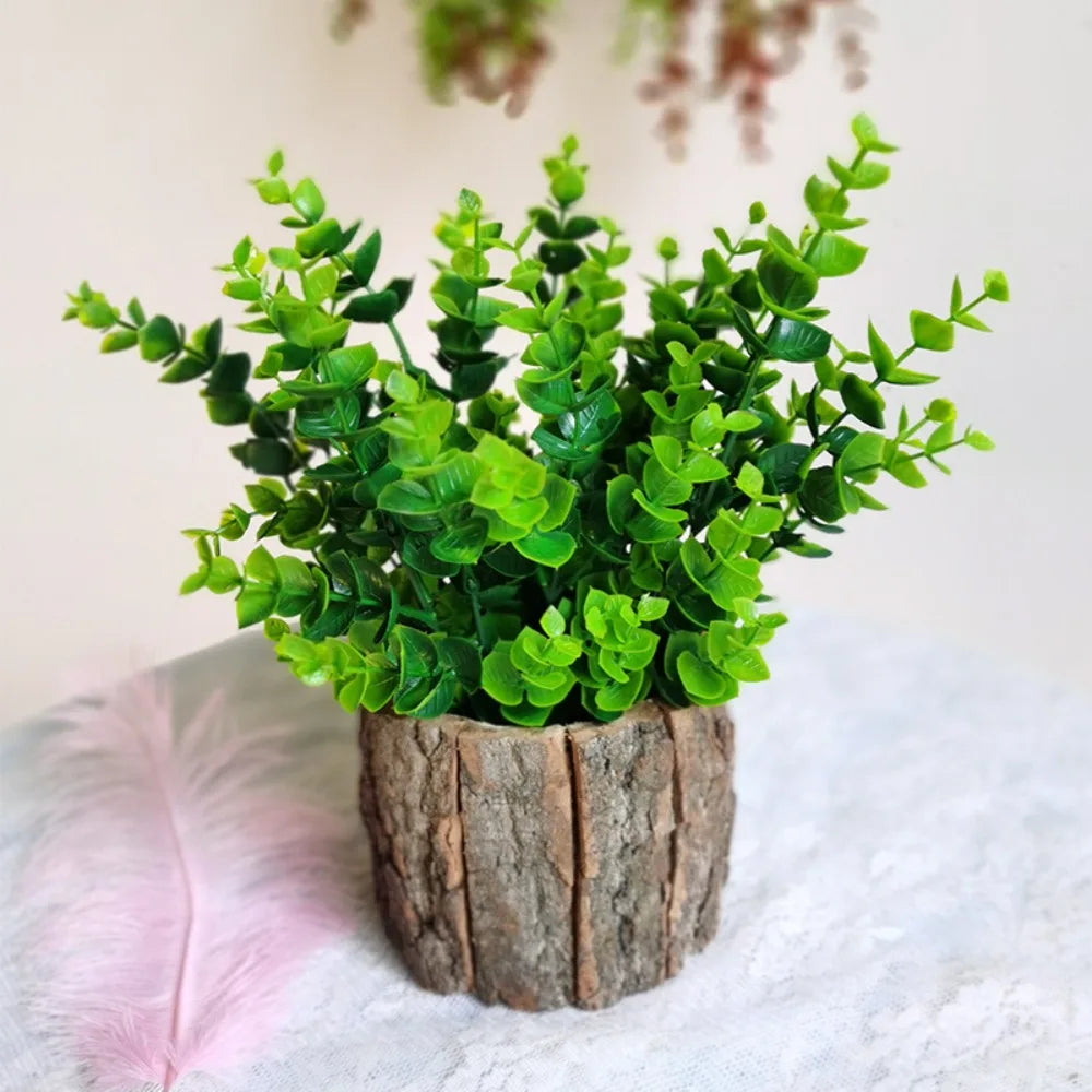 Artificial Sunflower Bonsai in Bark Pot | Faux Plant Home Décor