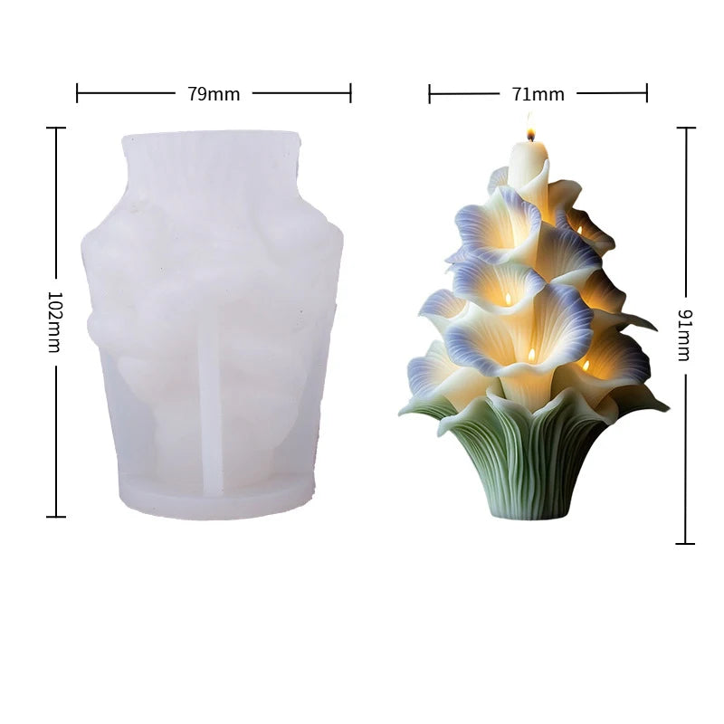 Christmas Twin Flower Christmas Tree Candle Mold DIY Christmas Atmosphere Floral Silicone Mold Oasis Select A
