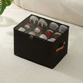 1Pc Washable Oxford Foldable Shoe Storage Box with Lid Oasis Select Black