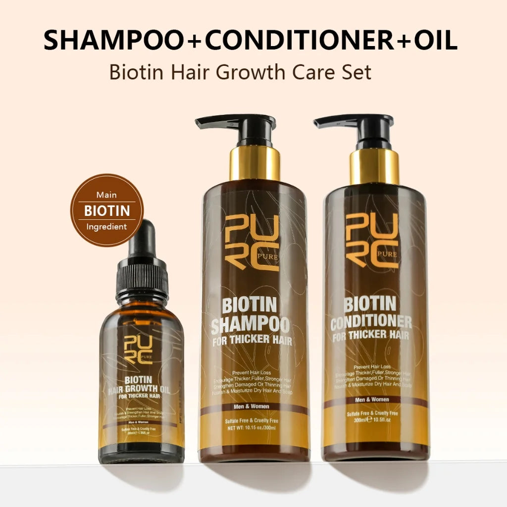 PURC Biotin Hair Growth Shampoo, Conditioner & Oil Set Hair Growth Set Oasis Select