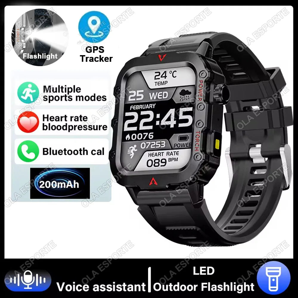 Men's GPS Smart Watch LED Flashlight Sport Tracker Waterproof