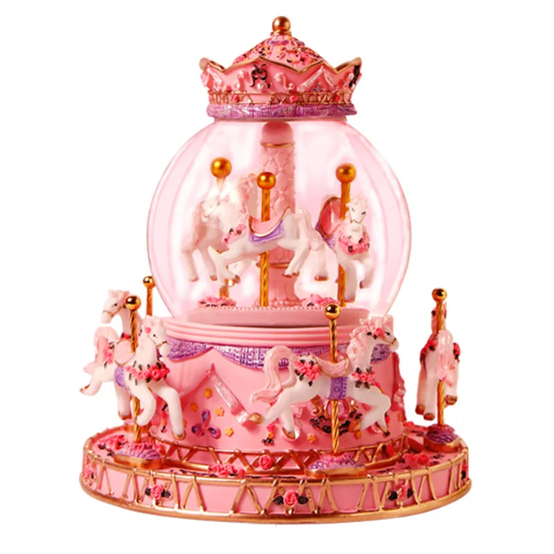 European-style Painted Crystal Ball Music Box Resin Carousel Christmas Gift Carousel Gift for Girlfriend Birthday Music Boxes Oasis Select