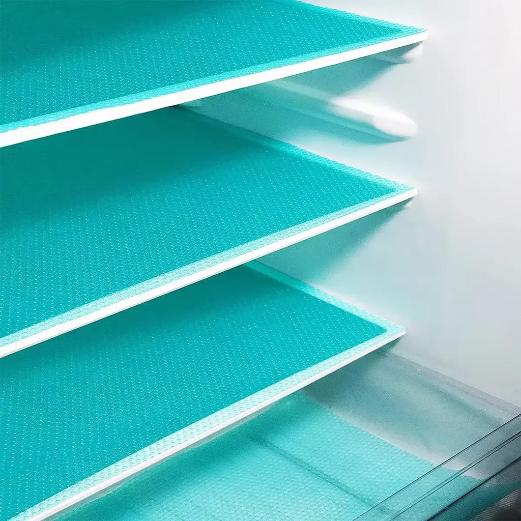 4PCS EVA Waterproof Refrigerator Liner Mat Washable Mildew Kitchen Pad Anti-oil Cabinet Drawer Placemat Heat-insulat Fridge Mat Oasis Select blue 29x45cm Rectangular