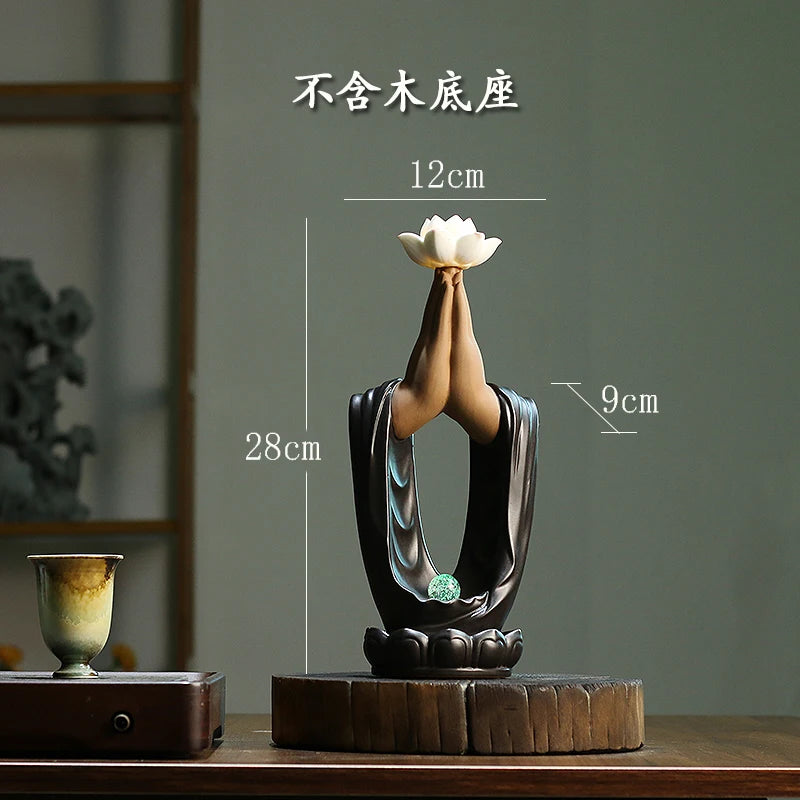 Chinese Zen retro simple ceramic hand aromatherapy reversion aromatherapy stove tea room living room decoration Oasis Select D
