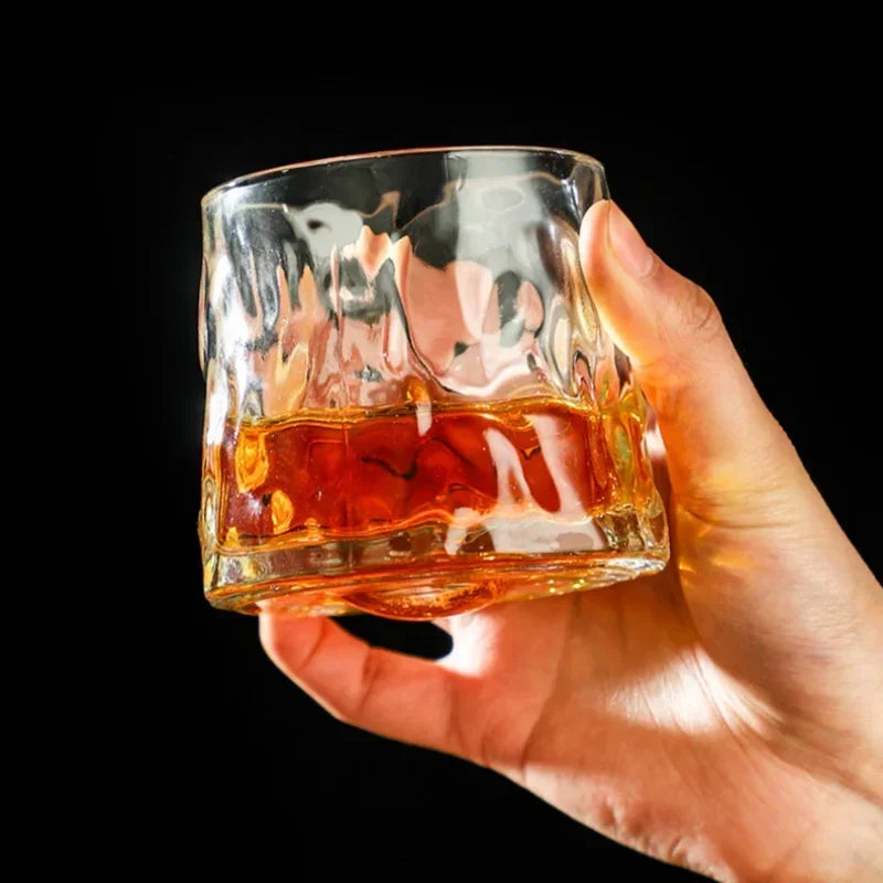 200ML Creative Whiskey Glasses Durable Spinning Glassware Cocktails Wine Brandy Cup Water Juice Mug Party Drinking Glass Tumbler Oasis Select