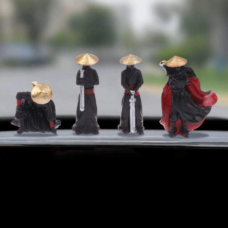 4Pcs/set Resin Mini Figures Model Ancient Japanese Chinese Ninja Samurai Warrior Modeling Cool Miniature Car Decoration Gifts Oasis Select