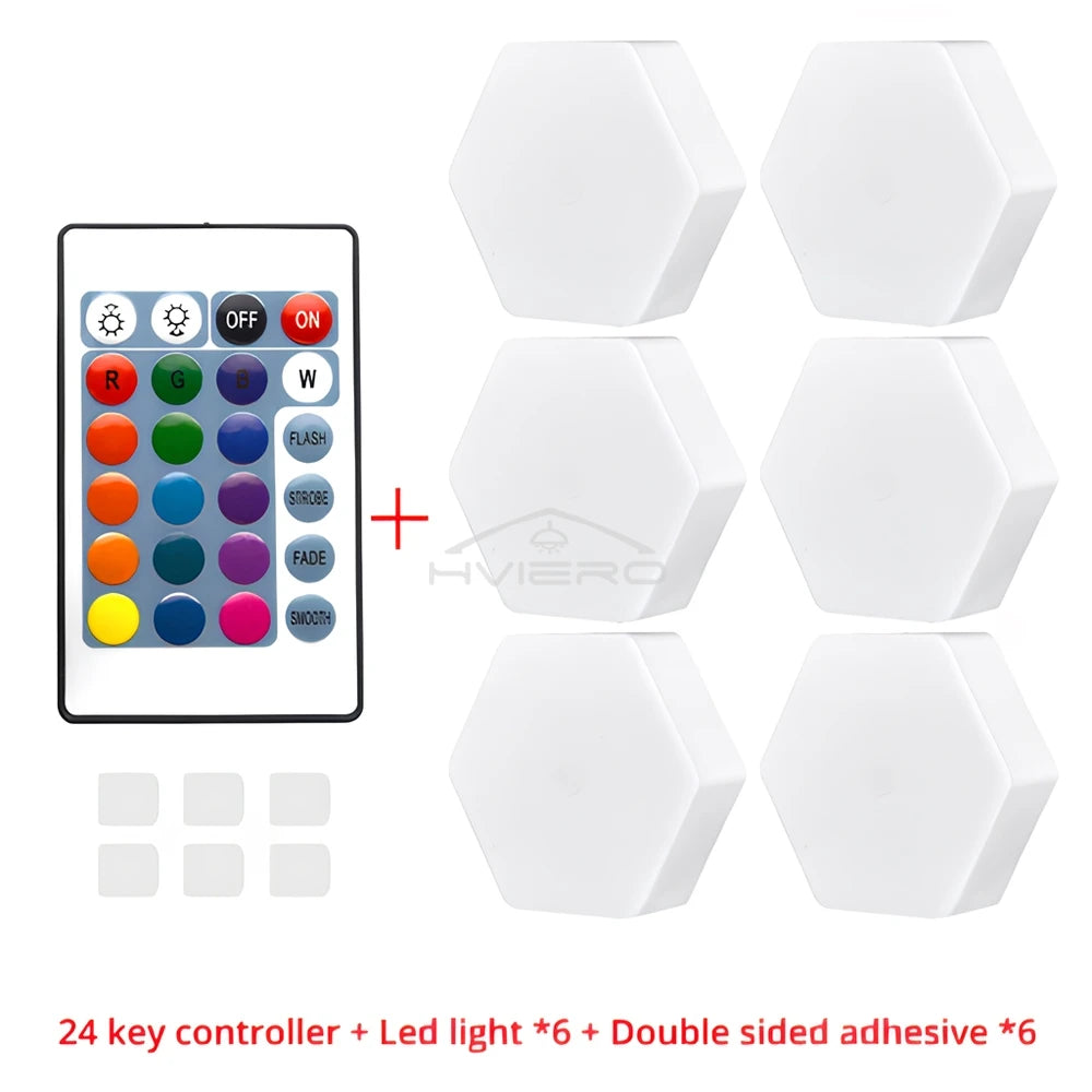 RGB Hexagon LED Wall Light – Touch & Remote Modular Honeycomb