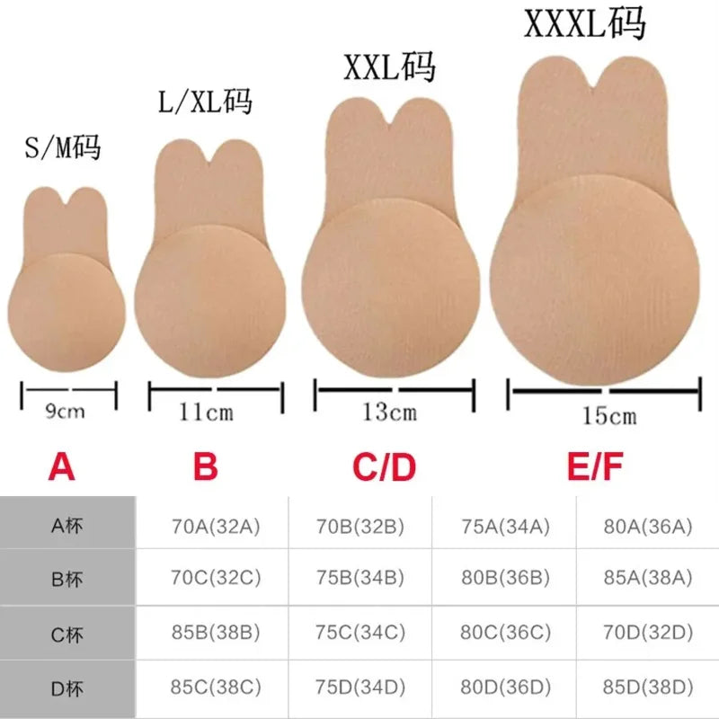 Women push up bras self adhesive silicone strapless invisible bra reusable sticky breast lift tape rabbit nipple cover bra pads Oasis Select