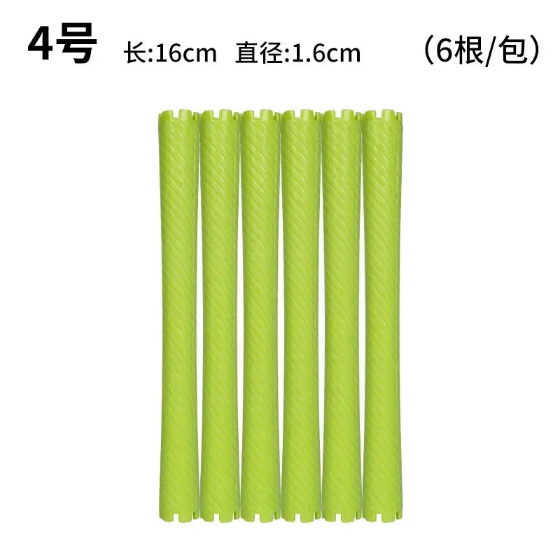 6pcs DIY Heatless Lengthened Hair Roller Stick Perm Tools Hollow Design Spiral Hair Curler Magic Curls Curly Hair Styling Kits Oasis Select 1.6cm