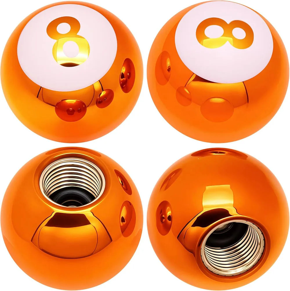 Copper Core Dustproof Tire Valve Stem Covers Pool 8 Ball Style Tire Valve Stem Caps for Cars, SUV, Trucks, Bikes, Motorcycles Oasis Select Orange