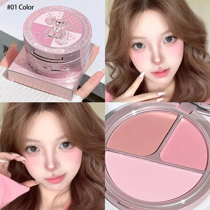 ARTVALUE Matte Blush Palette – 3-Color Cheek Tint & Contour