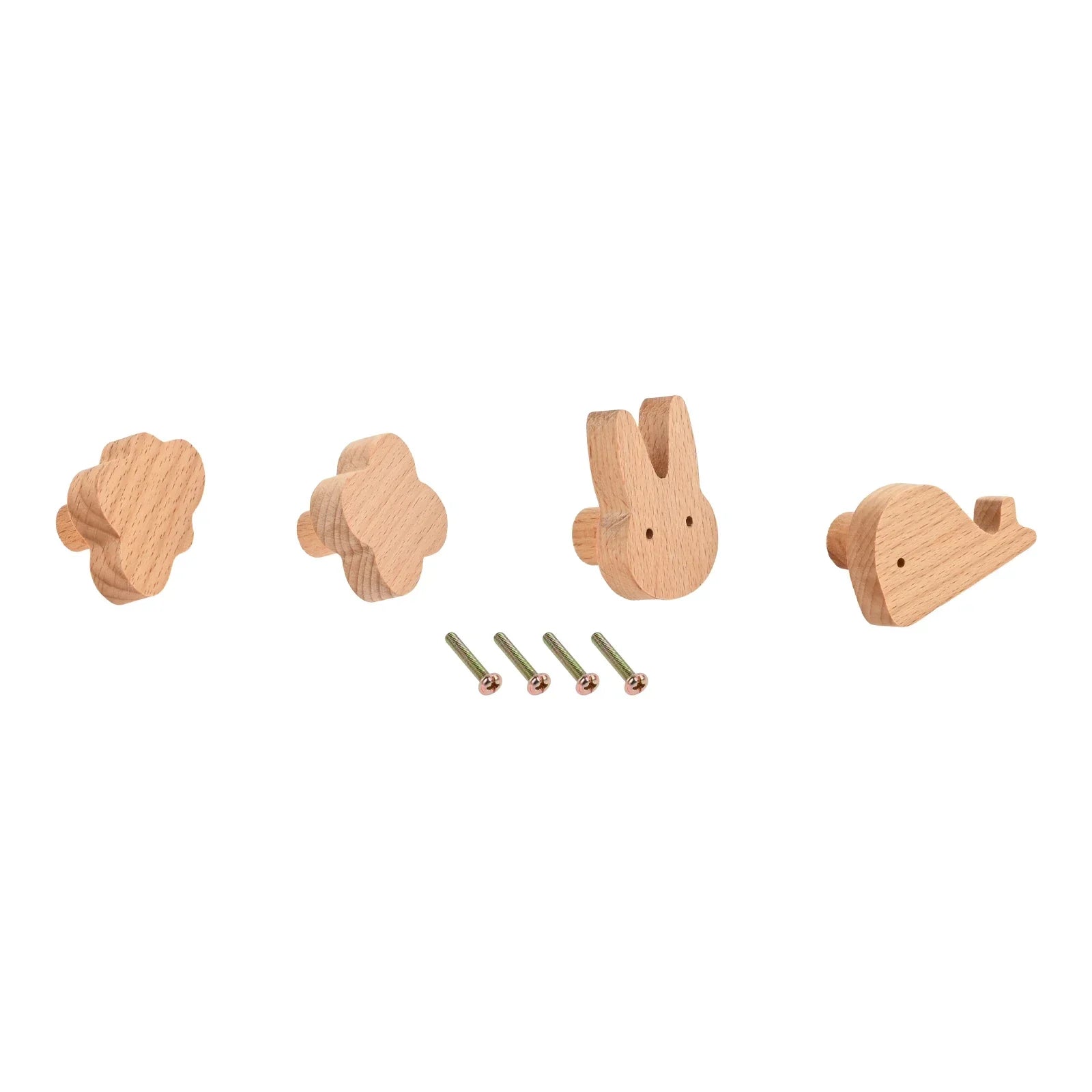 Cute Animal Wood Furniture Handles for Kitchen Cupboard Cabinets Dressers Wardrobe Handle Wooden Drawers Door Knobs with Screw Oasis Select