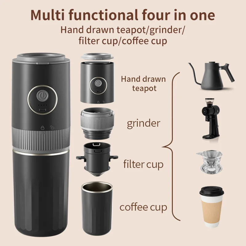 Hot Style Grinding and Hand-brewed Coffee Machine Electric Bean Grinder Outdoor Portable Grinder Hand-brewed Coffee Machine Oasis Select