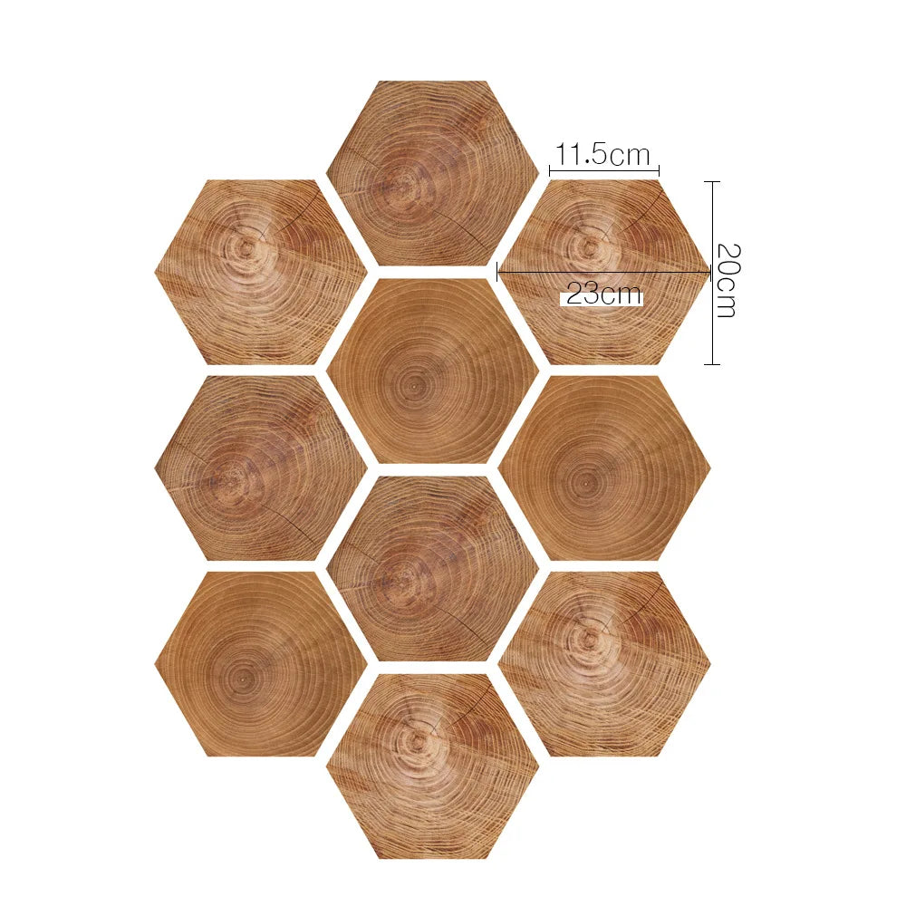 Stereoscopic simulation hexagonal imitation wood grain self-adhesive ceramic tile decorative anti-skid laminated floor tile Oasis Select DB030 10pcs