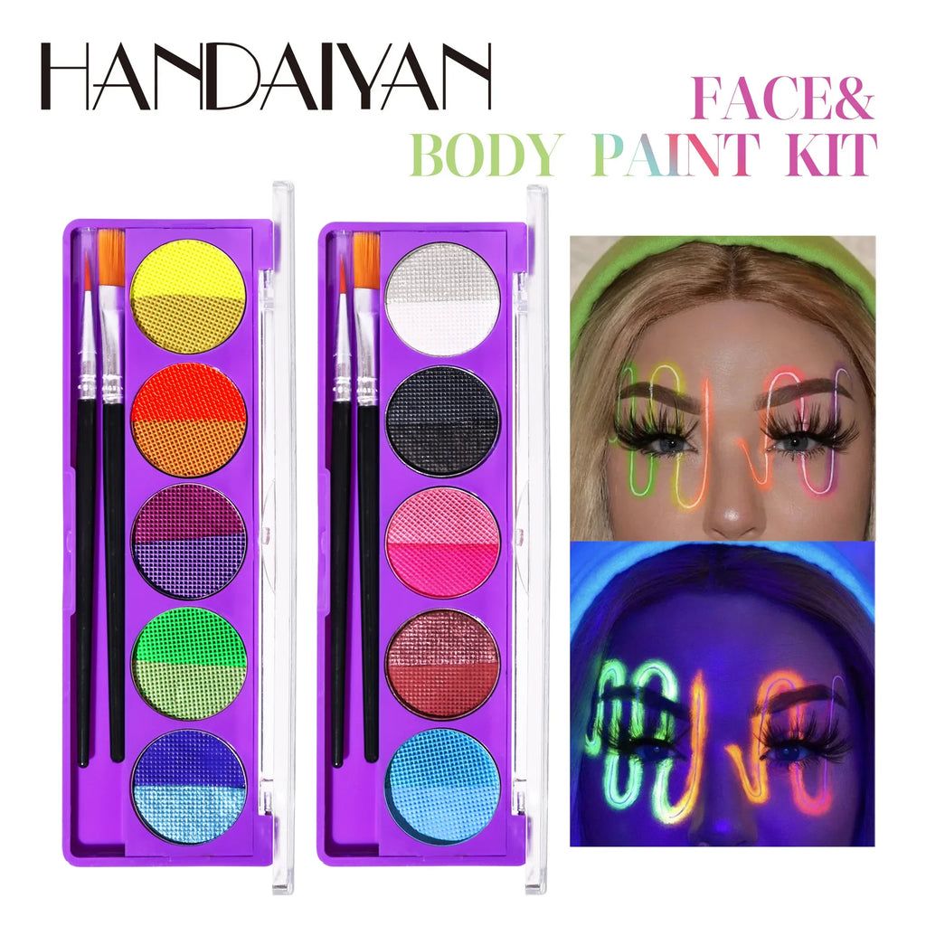 UV Glow Face & Body Paint Palette – High Pigment Water-Based