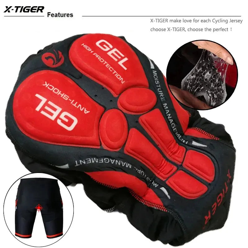 X-TIGER Men's Gel Pad Cycling Shorts | MTB & Road Bike