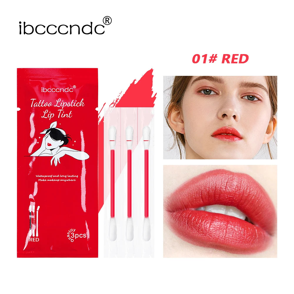 New Cotton Swab Lip Gloss Tattoo Lipstick Velvety Waterproof Matte Lip Gloss Portable Lip gloss Women Use Of Vacation Tourism Oasis Select 01 red