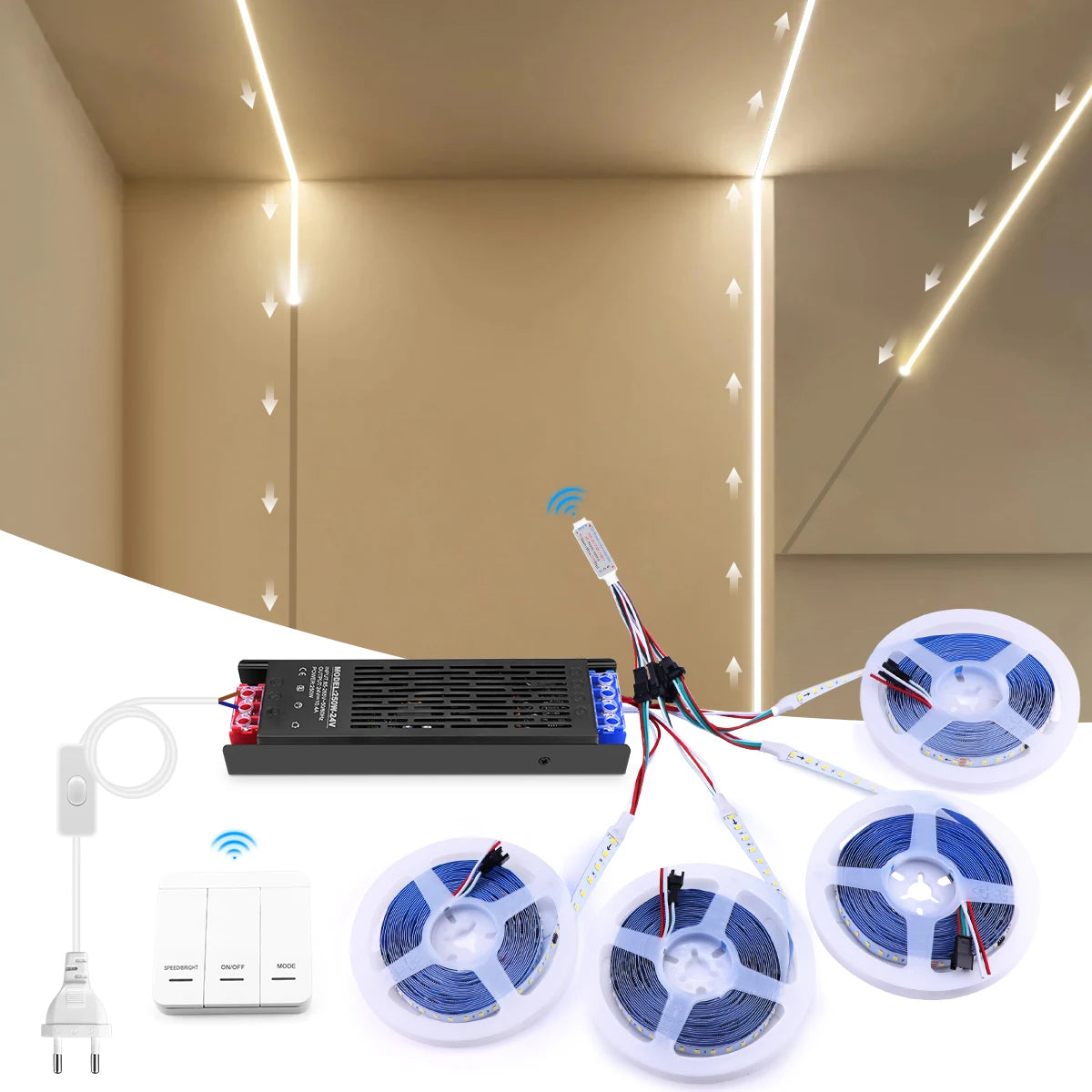 5M/10M Horse Race Running Led Strip Addressable DC24V WS281 120LED/M Dimmer LED Stair Controller Staircase Hallway Lighting Deco Oasis Select