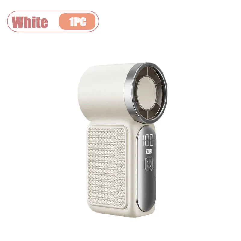 Long Lasting Turbo Mini Handheld Fan USB Rechargeable Portable Outdoor Small Fan High Speed Powerful Airflow Cooling Gadget Oasis Select White-1PC