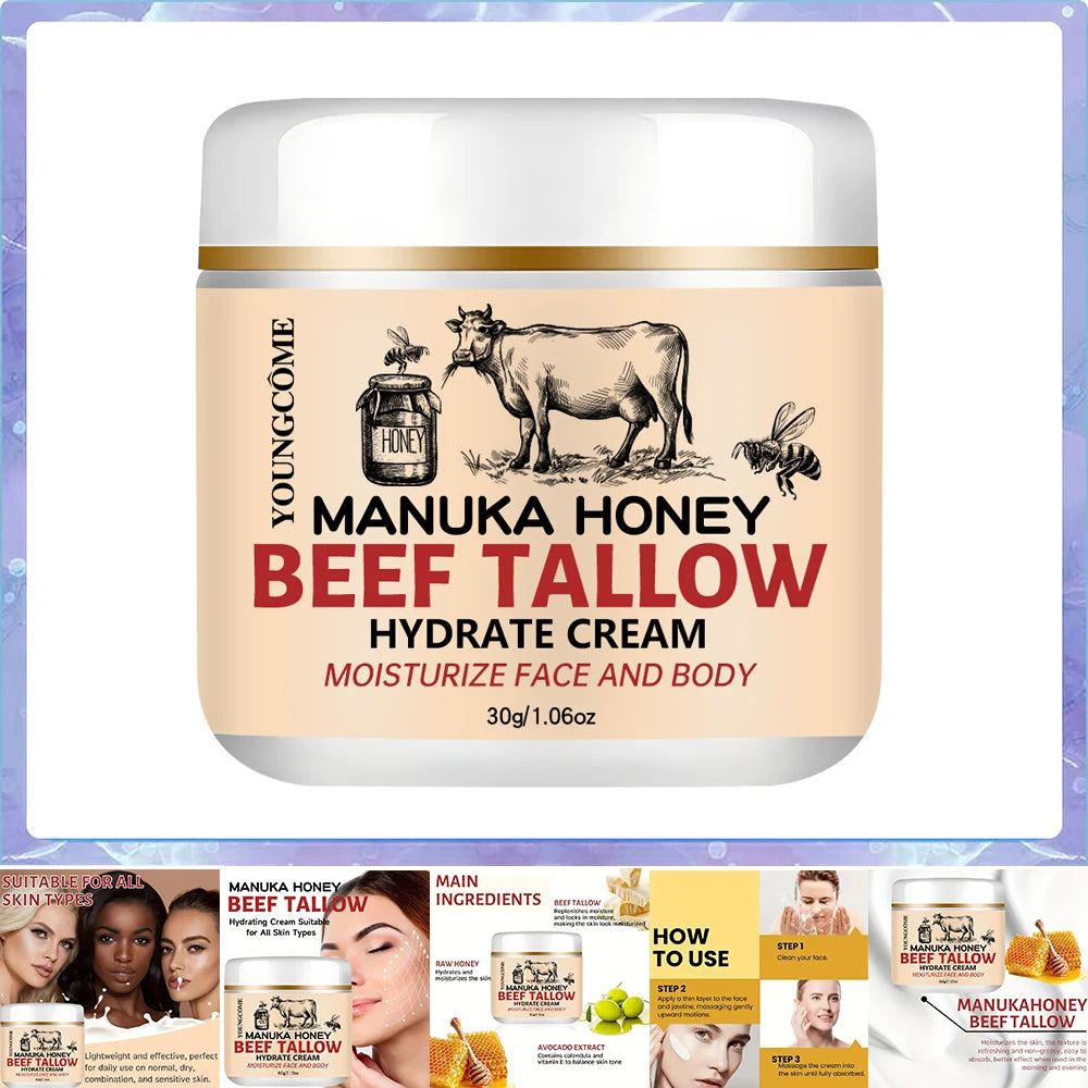 YOUNGCOME Beef Tallow Honey Balm – Face & Body Moisturizer Face & Body Balm Oasis Select 30g-1pcs