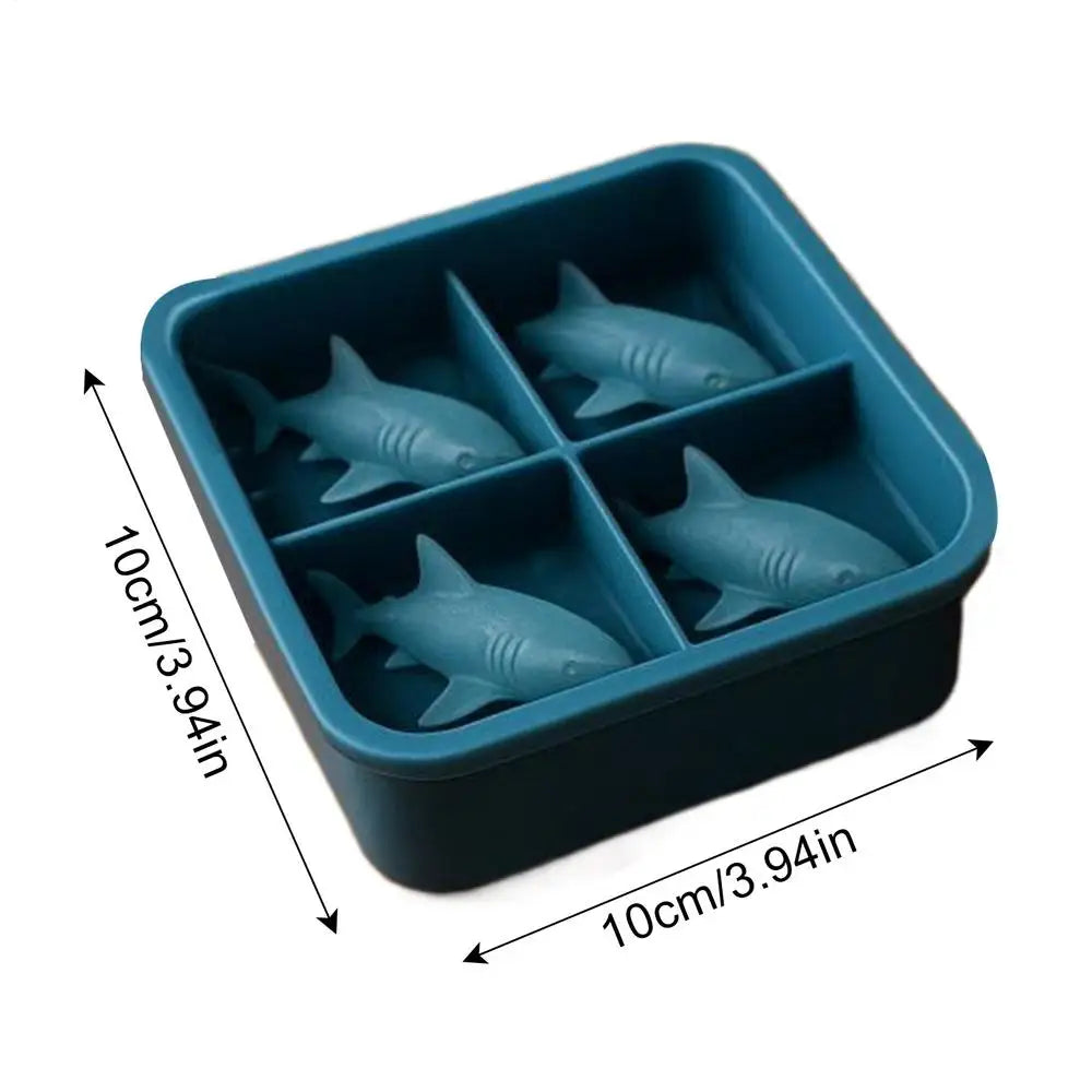 3D Silicone Shark Mold Funny Ice Mold Cute Easy Release Silicone Tray Shaper Mould Creative Fish Ice cubes Mold For Drink Water Oasis Select Blue