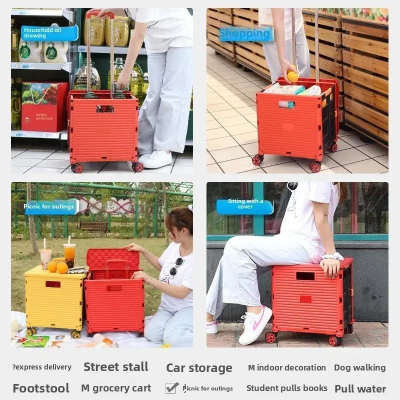 Multi-functional Baoyu folding universal wheel eight-wheel shopping cart, home shopping cart outdoor car, storage box Oasis Select