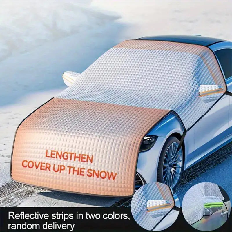 Car Snow Cover Lengthened Sun-Proof Snow Cover Dustproof Frost Guard with Reflective Strip for All Seasons Multifunction Cover Oasis Select