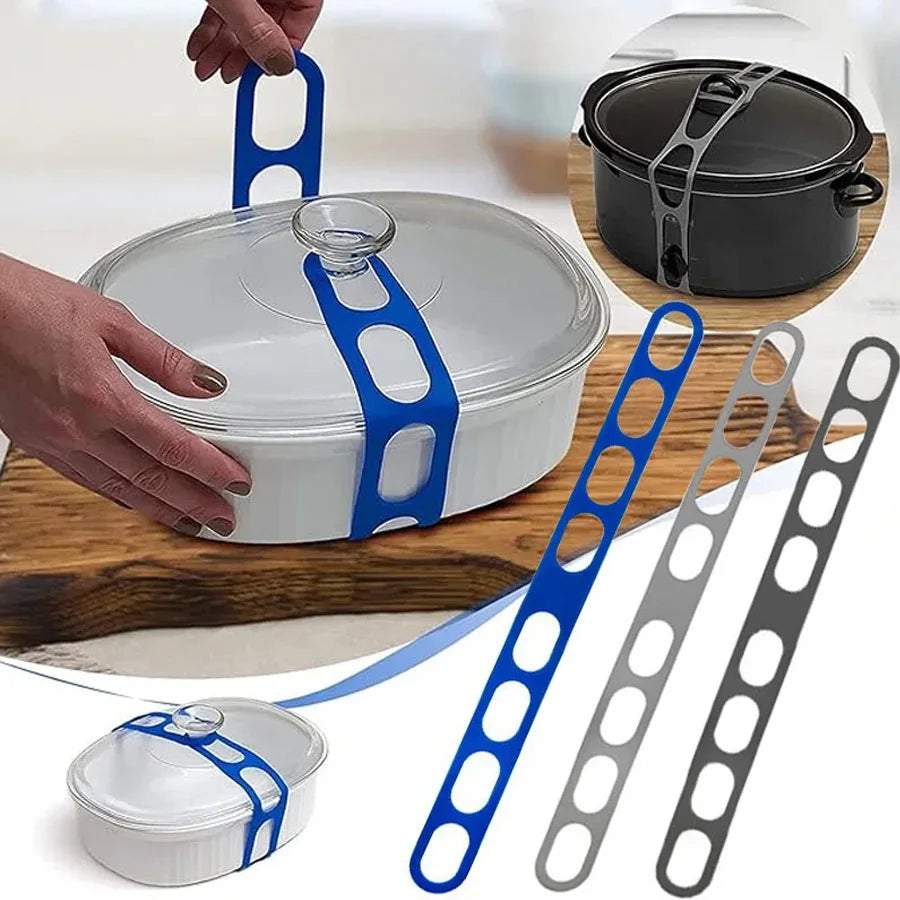 54cm Reusable Lid Strap Silicone Elastic Band Universal Pot Lid Holder for Lunch Box Strap Elastic Band Outdoor Tableware Tool Oasis Select