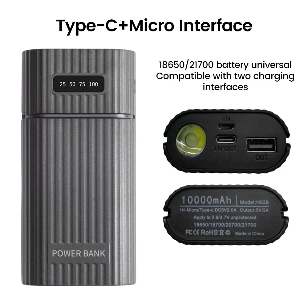 Power Bank Case for 18650/21700 Battery Pack No Soldering Fast Charging Charger DIY USB Power Bank for Cellohone Oasis Select Type A