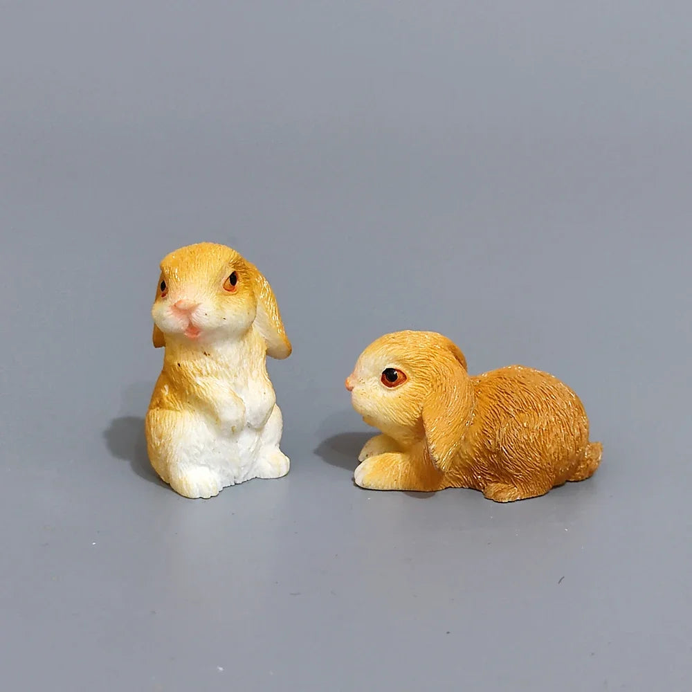 White Hare Dollhouse Ornament Easter Decoration Resin Bunny Statue Miniature Rabbit Figurine Micro Landscape Fairy Garden Oasis Select
