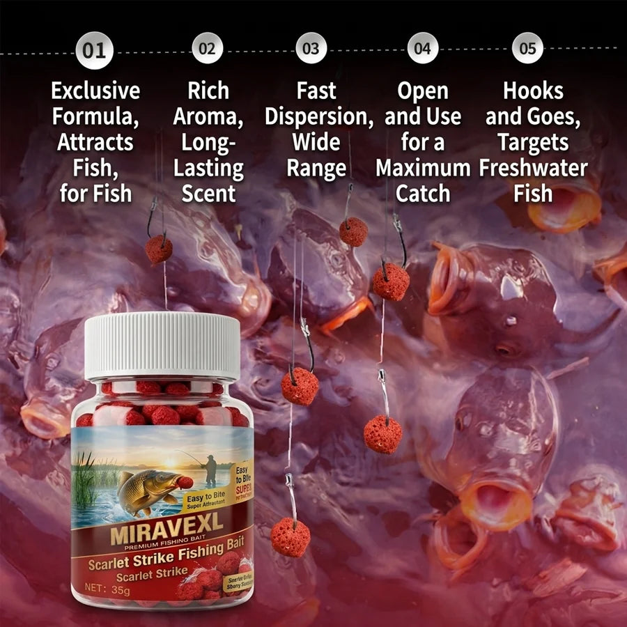 MIRAVEXL Scarlet Strike Fishing Bait Red Boilies Soft Pellet Lure High Attractant Carp Fishing Tackle Accessories Oasis Select