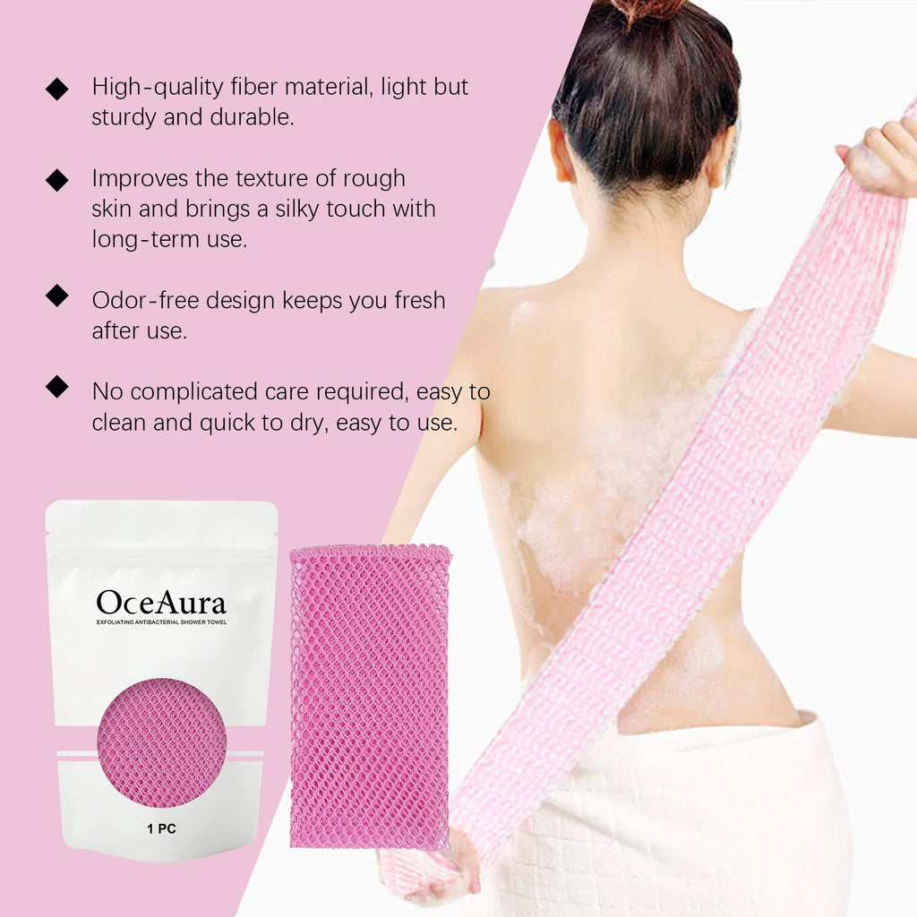 Back Scrubbing Towel Durable Exfoliating Body Towel Cleansing Skin Polishing Cloth Oil Control Dirt Removal Bath Accessories Oasis Select