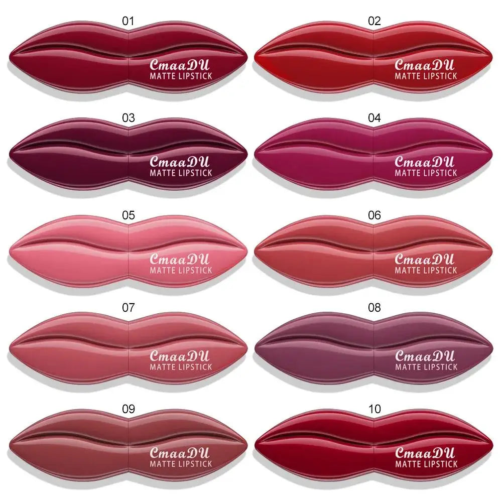CmaaDu Matte Velvet Lipstick – Waterproof, Long-Lasting Nude & Red