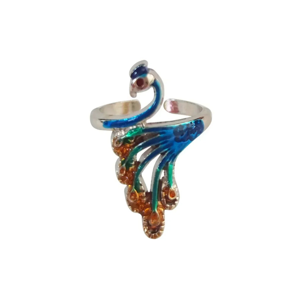1 Piece Metal Knitting Tools Handamde Peacock Finger Ring Blade Needle Braiding Crochet Yarn Guide Accessories Ring Wool Crafts Oasis Select Colorful-3x2cm