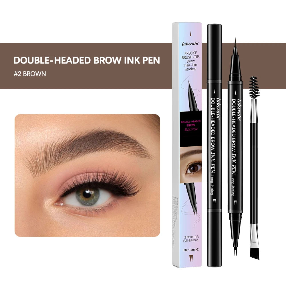 2&1 Pronged Eyebrow Pencil Waterproof Double-Headed Long Lasting Smudge Proof 2 End Design for Natural Brows Easy Application Oasis Select