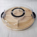 Bamboo Cheese Tray with Transparent Acrylic Lid - Portable Charcuterie Board for Camping, Party, Restaurants Snack Serving Tray Oasis Select Round