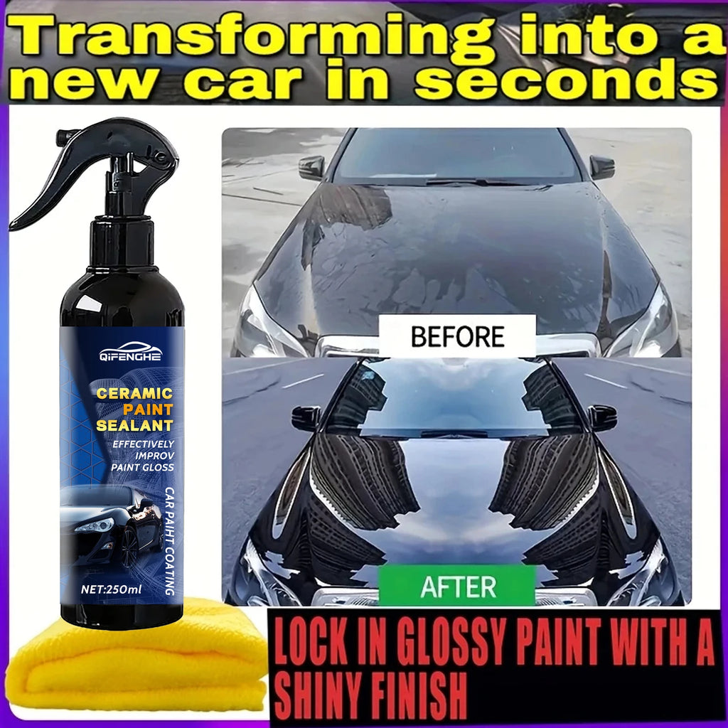 3-in-1 Ceramic Coating Spray – Hydrophobic Car Wax & Paint Care
