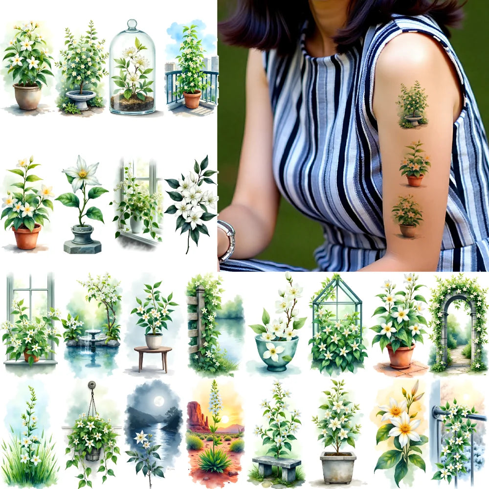 9-Pack Floral Temporary Tattoos – Waterproof Body Stickers